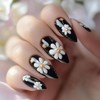 Press on Nails Medium Almond MABKJLF Embossed Fake Nails Cute