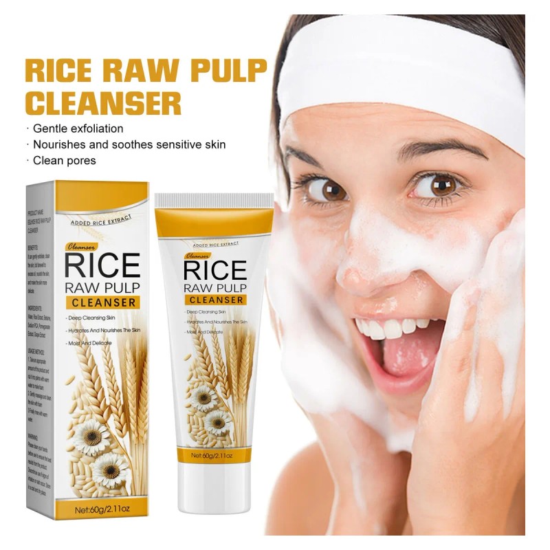 Limpiador Facial Con Puré De Arroz, Limpia, Hidrata Y Humect