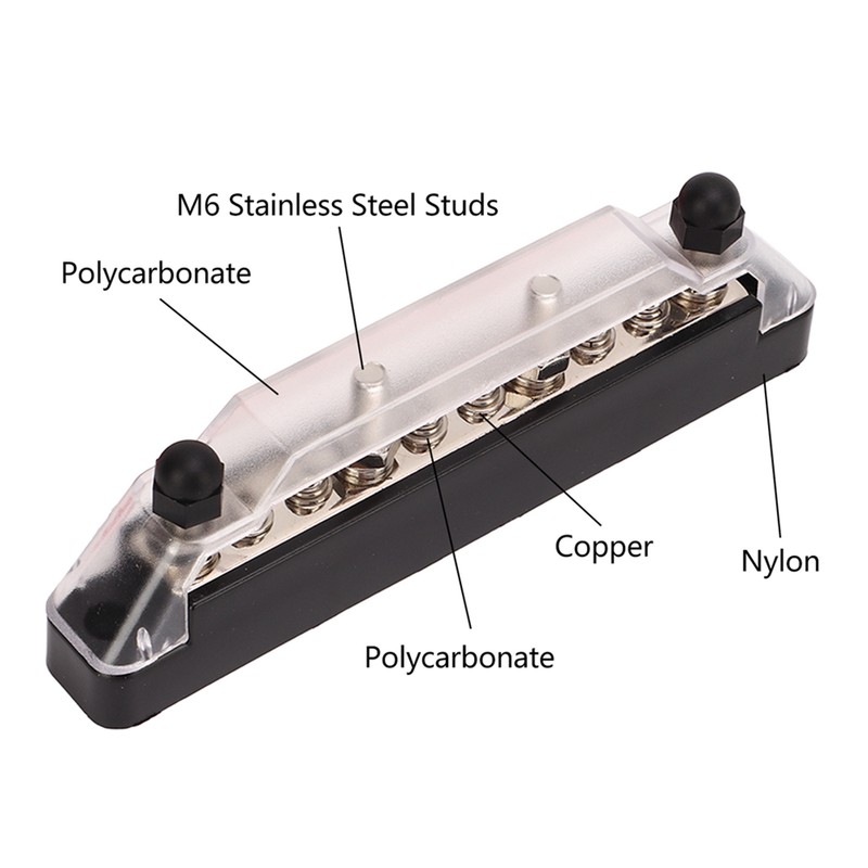 10 Way Power Distribution Block Bus Bar M6 Studs M4