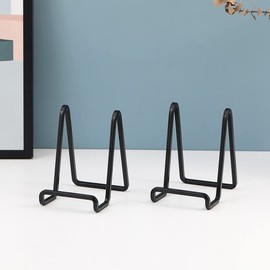 Plate Holder Easel Display Stand - 4.5 inch Metal Plate Stands for Display - Tabletop Picture Stand - Black Iron Easels for Display Pictures | Photo Frames | Book | Decorative Plates | Plaque - 2 Pack
