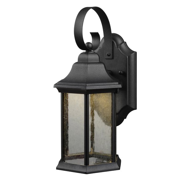 Hardware House LLC 21-1932 1-Light Led Lantern Black with Frosted Glass Lantern Wall Fixture with 1-Light Comes with Seedy Style Glass Uses (1) 10W Led Bulb - Included