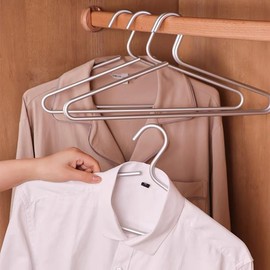 Premium Matte Silvery Aluminum Coat Hangers 10 Piece Set, 16.5” Extra Smooth & Durable Metal Shirt Dress Hanger,Aluminum Alloy Hanger,Clothing Support,Clothing Hang