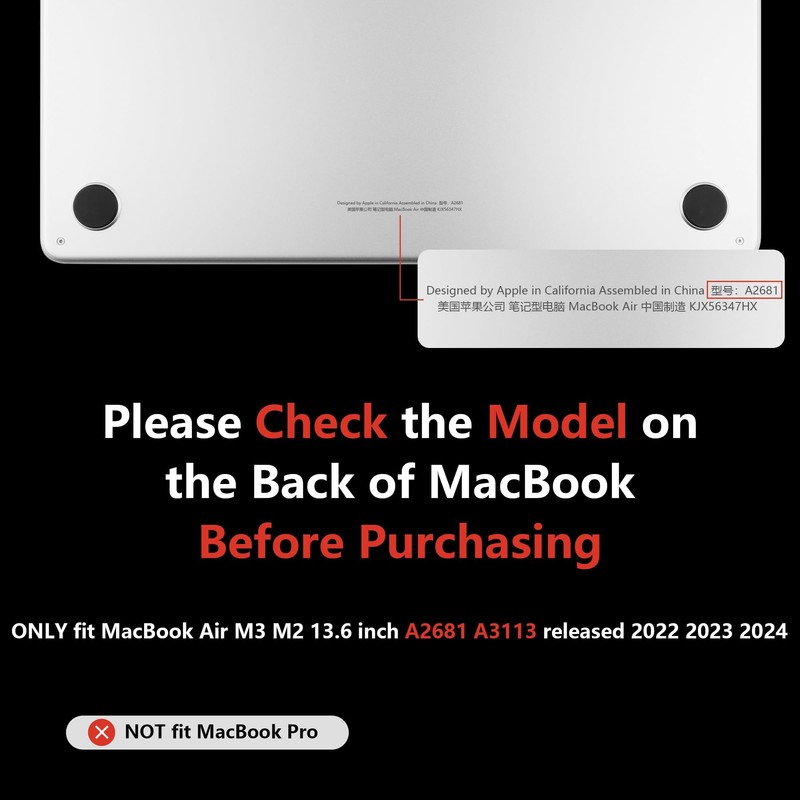MEEgoodo Case M3 for MacBook Air 13.6 inch Case 2024