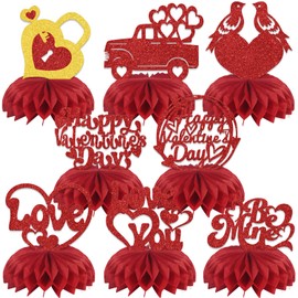 8 Pcs Valentine's Day Decorations Happy Valentine's Day Honeycomb Centerpieces Valentines Day Party Decorations