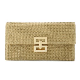 EVEOUT Straw Clutch for Women Summer Straw Handbag Wedding Bag Woven Clutch for Party Holiday, Natural colour, bohemian