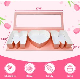 Empty Mom Flower Gift Box Mother's Day Floral Arrangement Letter Shaped Cardboard Fillable Box Chocolate Gifts Packaging for Mothers Valentine Birthday