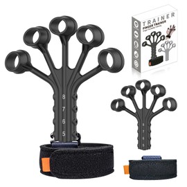 Ziifun Finger Power, Set of 2, Strength Training, Finger Trainer, Grip Strength, Adjustable Resistance Level, Grip Recovery, Power Grip, Easy to Use, For Men and Women (Black x 2)