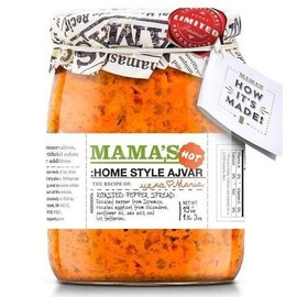 Mama's | Homestyle Hot Ajvar | Roasted Pepper Spread | 19oz Jar | No Preservatives | No artificial Colors | No Additives