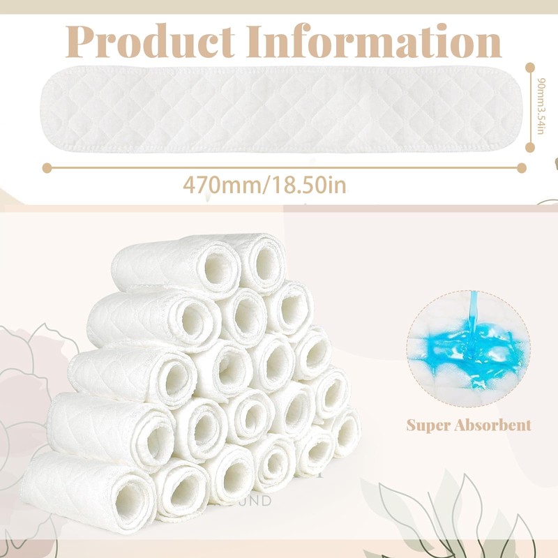 Pack of 20 Bra Sweat Pads, Layered Washable Rectangular Cotton