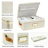 GINUMWA Photo Storage Box - Decorative Linen Organizer with Dividers