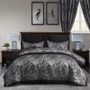 HIG Peony Patchwork Comforter Set with Matching Curtains, Bed in