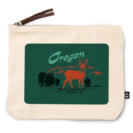 Lantern Press Oregon, Vintage Matchbook, Whitetail Deer, 100% Cotton Zipper Pouch, Travel Accessory, Go Bag