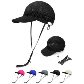 OnWander Breathable Baseball Caps for Men Women, Lightweight Mesh Beach Hat for Surfing, Cycling, Boating, Golf, Waterpark - Quick-Dry, Moisture-Wicking & TearProof Black