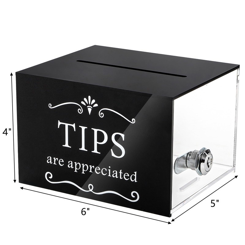 ZEAYEA Tip Jar for Money, 6 x 4 x 5