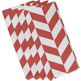 E By Design Zigzag Jag Geometric Print Napkin, 19" by 19", Coral