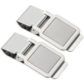 PATIKIL 2 Pcs Stainless Steel Money Clip, Metal Slim Wallet Clip for Men Square Money Holder Minimalist Front Pocket Wallet for Credit Card Business Card
