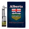 Breeze Decor Alberta Garden Flag Set with Stand Canada Provinces