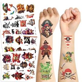 Cartoon Pirates Temporary Tattoos & Face Stickers For Party, Waterproof Tattoos Art Make up Deco BJHSL