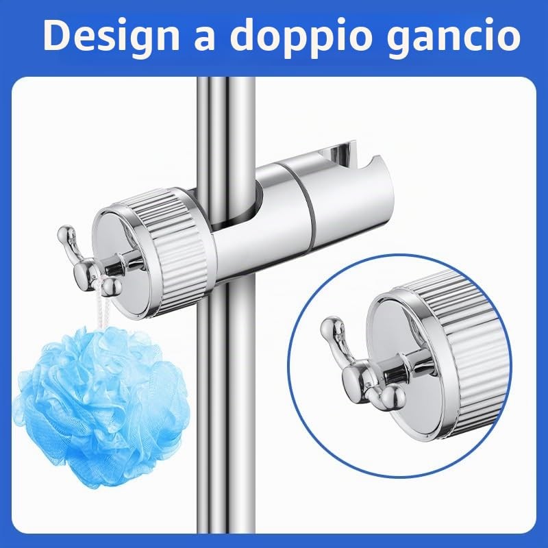 JADUFHU Supporto Doccia Regolabile con 2 Ganci