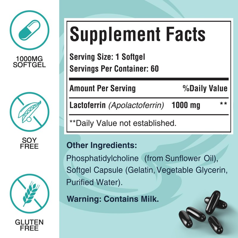 Pepeior Liposomal Bovine Lactoferrin 1000 mg - Higher Absorption -