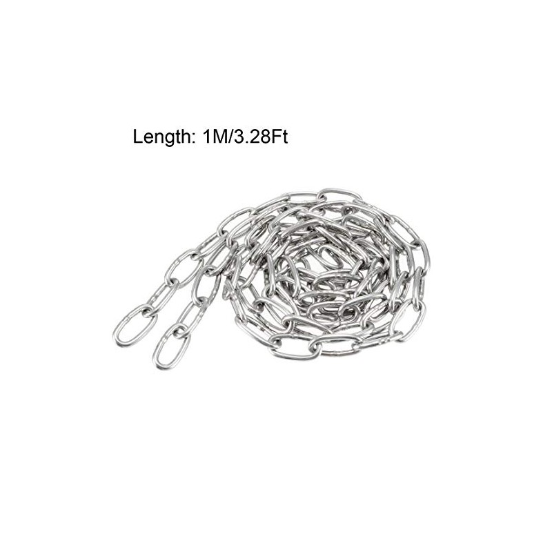 sourcing map Stainless Steel 304 Hardened Proof Coil Chain 1m