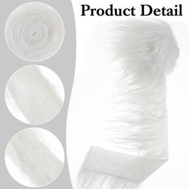 Plush Faux Fur Fabric Precut Strips, 2×60Inch White Fur Fluffy Fabric, Fuzzy Craft Furs for Gnomes Beard Santa Claus Hair Dwarf Cosplay Costume Christmas Decoration(White)