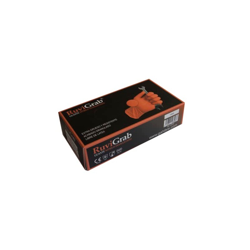 Ruvigrab - Orange Diamond Nitrile Disposable Work Gloves | High