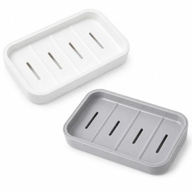 Draining Soap Dish 2-Pack – Holder for Bathroom & Kitchen