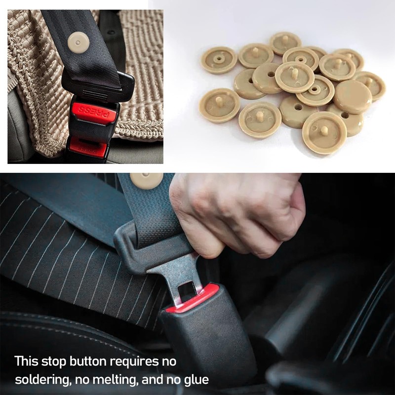 povtii 10 Sets Seat Belt Button Stop, Snap-On Plastic Seatbelt