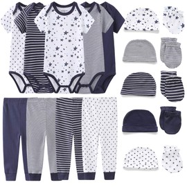 Kiddiezoom Unisex Baby Layette Essentials Giftset Clothing Set 19-Piece (blue1, 6-9 Months)