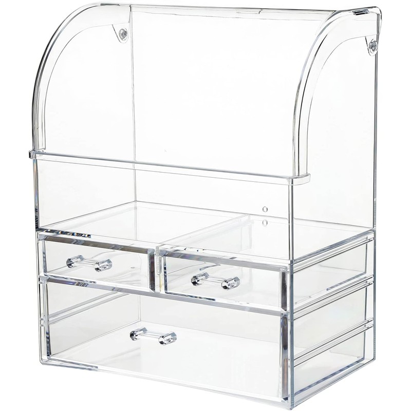 Clear Large Acrylic Makeup Organizer with Lid Cosmetic Storage Drawers