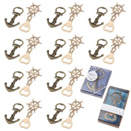 MDLUU 20 Pcs Nautical Bottle Openers Return Gifts, Party Favors, Nautical Theme Decor for Baby Shower Wedding Birthday (Anchor & Ship Wheel Design)