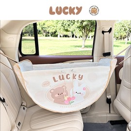 Kwak's Car Backseat Organiser - Portable Large Capacity Car Storage Bag and Multifunctional Storage Organiser, Reusable Handbag with Cords (Apricot Colour)