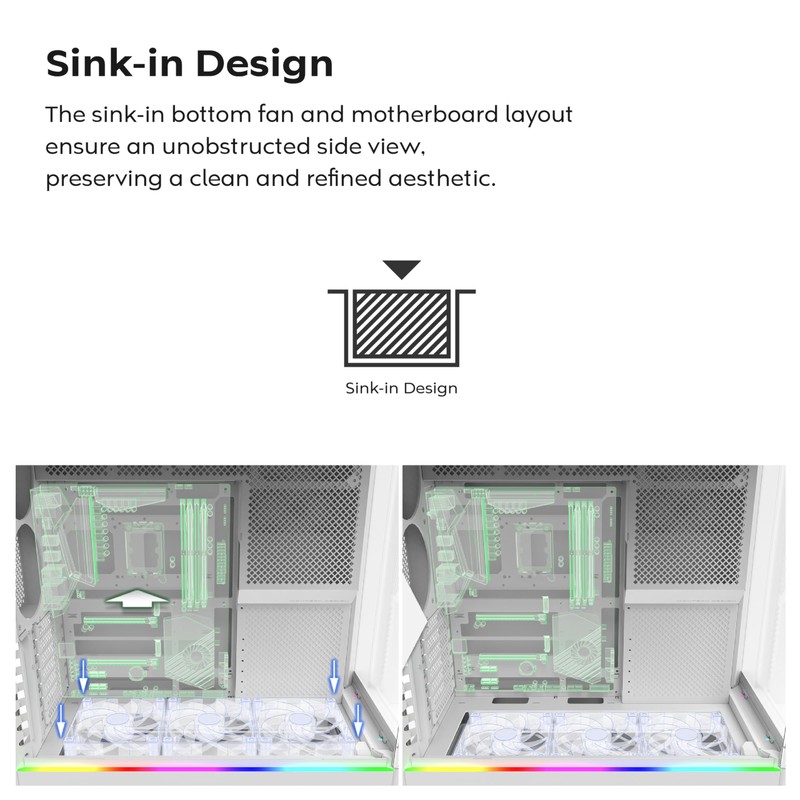 MONTECH HS02, ATX Mid-Tower PC Case, Gaming PC, High-Airflow, Reversible
