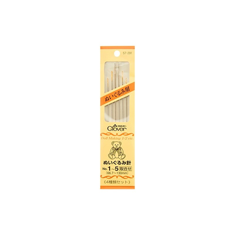 Clover 57-291 Plush Needles, No. 1-5, Pack of 6