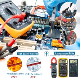 15 Pcs Multimeter Test Leads Kit with Alligator Clips,Test Hook,Test Probe,Tweezer CAT III 1000V & CAT IV 600V 10A for Professional Electrical Testing for Fluke/AstroAI/INNOVA Multimeter,Clamp Meter