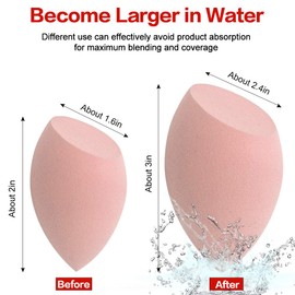 Juego de 3 esponjas de maquillaje de belleza para uso seco y húmedo – Esponja de mezcla de base para corrector, colorete en polvo, esponjas de batidora multicolor (3 unidades, multicolor A)