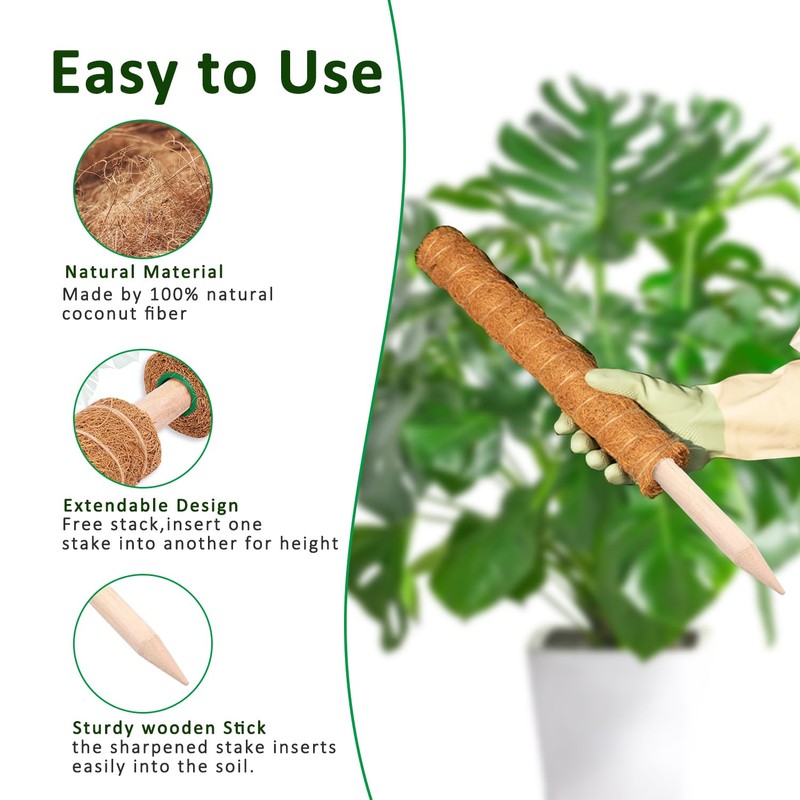 Moss Pole, 2 Pack 17 Inch Monstera Plant Support for