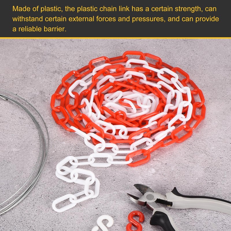 sourcing map Plastic Chain Links, 1.9-Inch 10 Foot Plastic Barrier