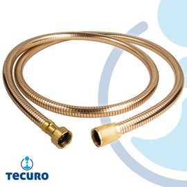 tecuro 63120 1.50 m Shower Hose Gold Look 1/2 Inch Knurled Nut x 1/2 Inch Cone Nut Twist-Proof