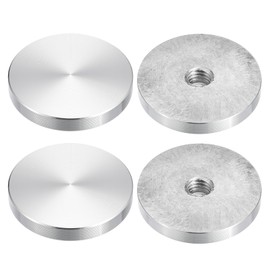 sourcing map M10 Thread 50 mm Diameter Round Shape Aluminium Disc Hardware Pack of 4 Aluminium Circle Disc Glass Top Adapter for Glass Table