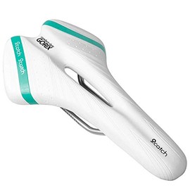 GORIX Bike Saddle Seat Comfortable Cushion with Rail Mountain Road Bicycle for Men and Women (A6-1) (White×Celeste)