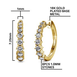 Cate & Chloe Claire Gold Hoop Earrings, 18k White Gold Hoop Earrings with Crystals, Silver Small Hoop Earring Set for Women, Wedding Anniversary Jewelry (Yellow Gold)