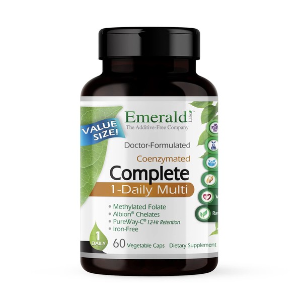 Emerald Labs Complete 1-Daily Multi - Multivitamin with Coenzymes, Methylated Folate, and Amino Acids to Support Healthy Heart, Strong Bones, Immune Health, and Vision - 60 Vegetable Capsules