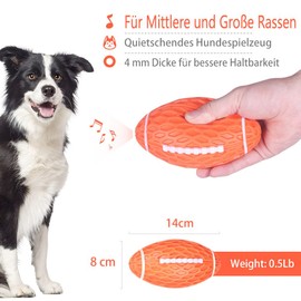 AUSCAT Dog Toy Squeaky, Chew Toy Dog for Medium and Large Dogs, Natural Rubber Dog Ball, Rugby Shape, Green