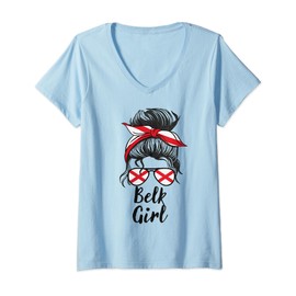 Womens Belk Girl, Alabama Women USA V-Neck T-Shirt
