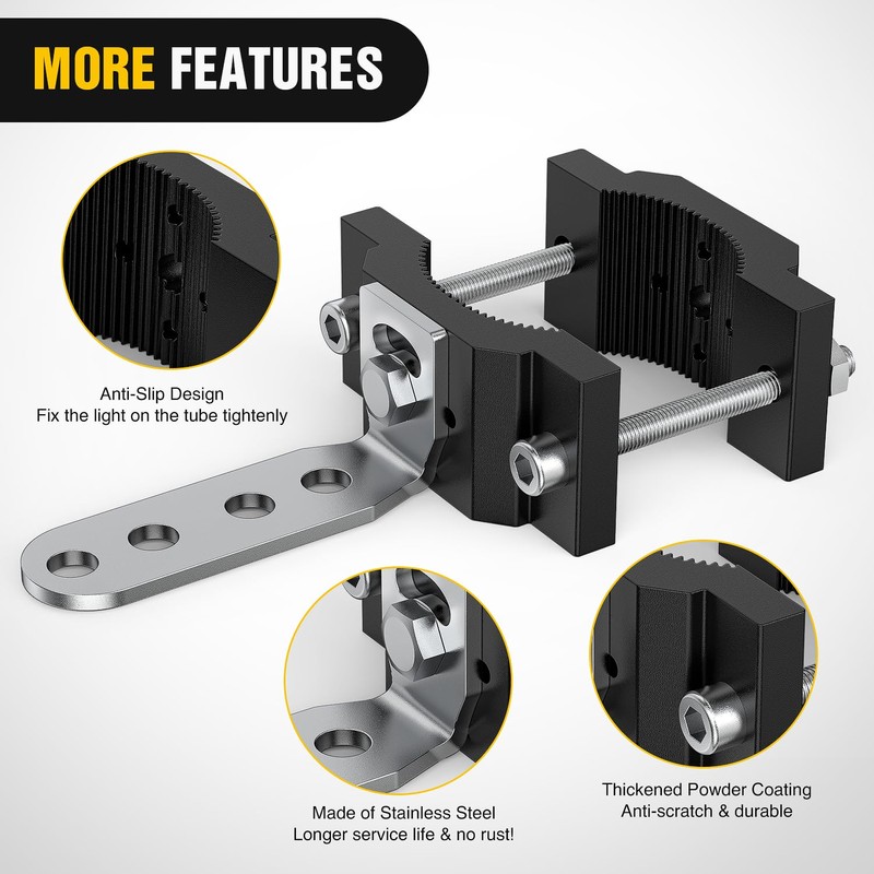 Nilight Motorcycle Light Bar Tube Clamp Bracket Fit from 0.7