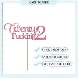 Decoración para tarta de 22 años de edad, color oro rosa, decoración para tartas de cumpleaños o aniversario