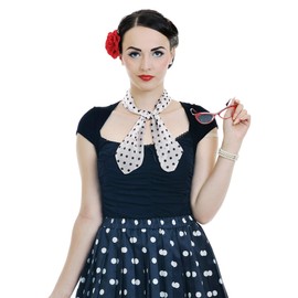 Boao Polka Dot Scarf 1950s Chiffon Scarf Retro Hair Tie 50s Sheer Square Neck Head Scarf Vintage Neckerchief for Women