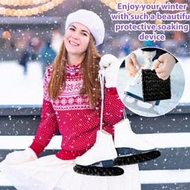 TUYUU Ice Skate Guards,Fuzzy Skate Guards for Hockey Skates Figure Skates Ice Skates.Ice Skate Blade Covers for Toddler Kids Youth Adults Men Women Boys Girls.Skate Soakers (Black#B, S)